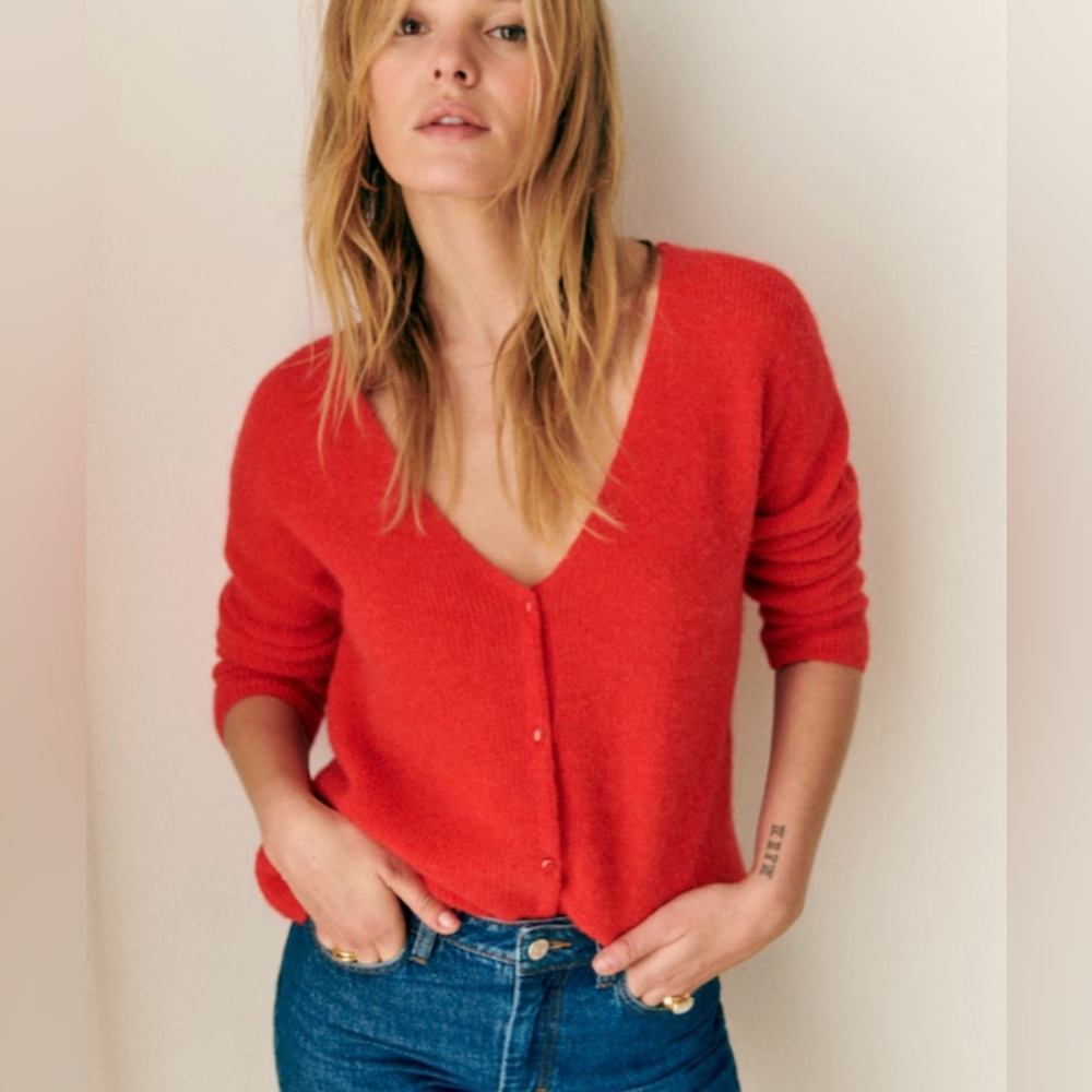 Sézane Barry Cardigan in Red